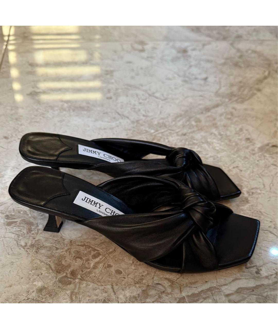JIMMY CHOO Черные кожаные мюли, фото 5