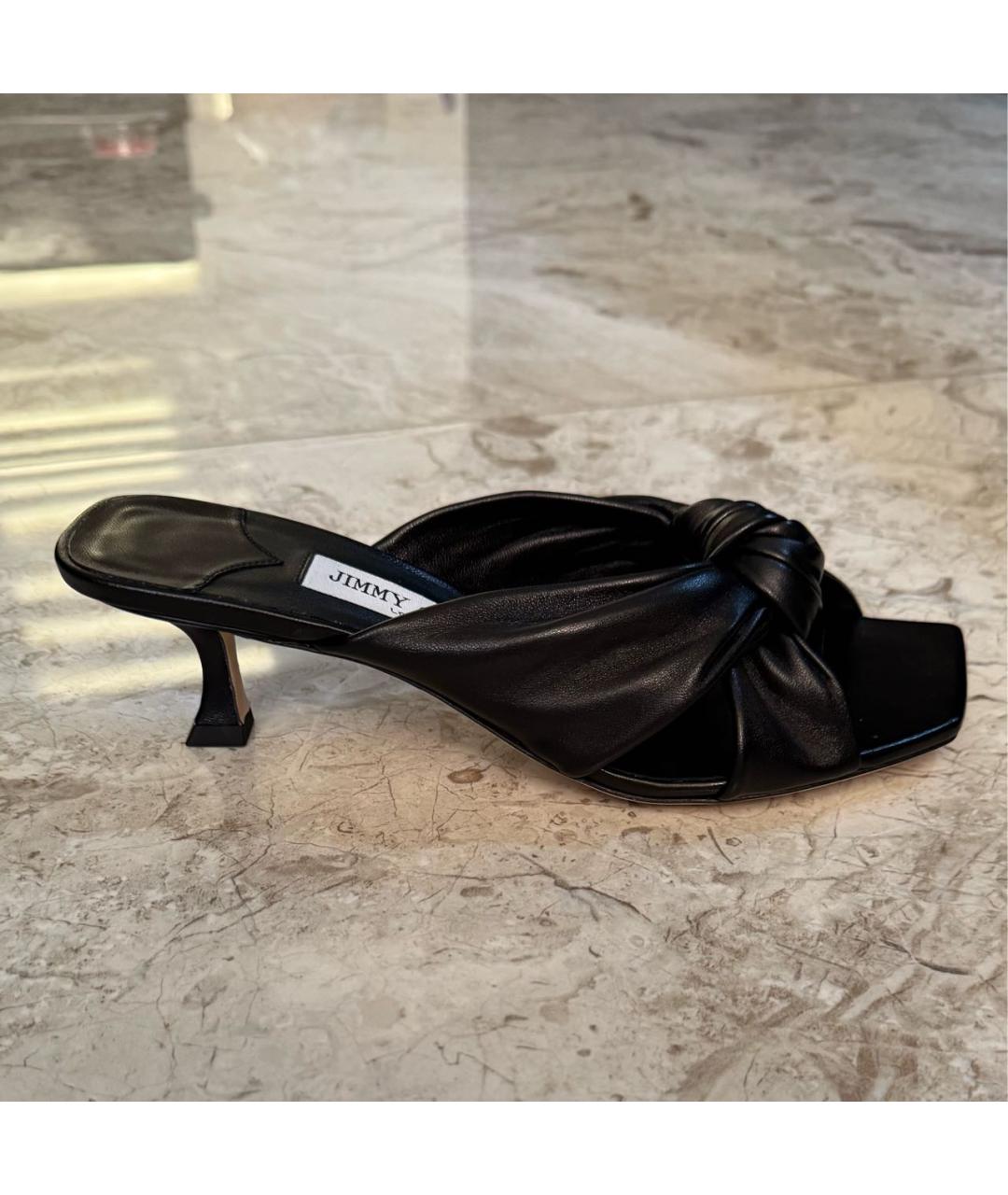 JIMMY CHOO Черные кожаные мюли, фото 7