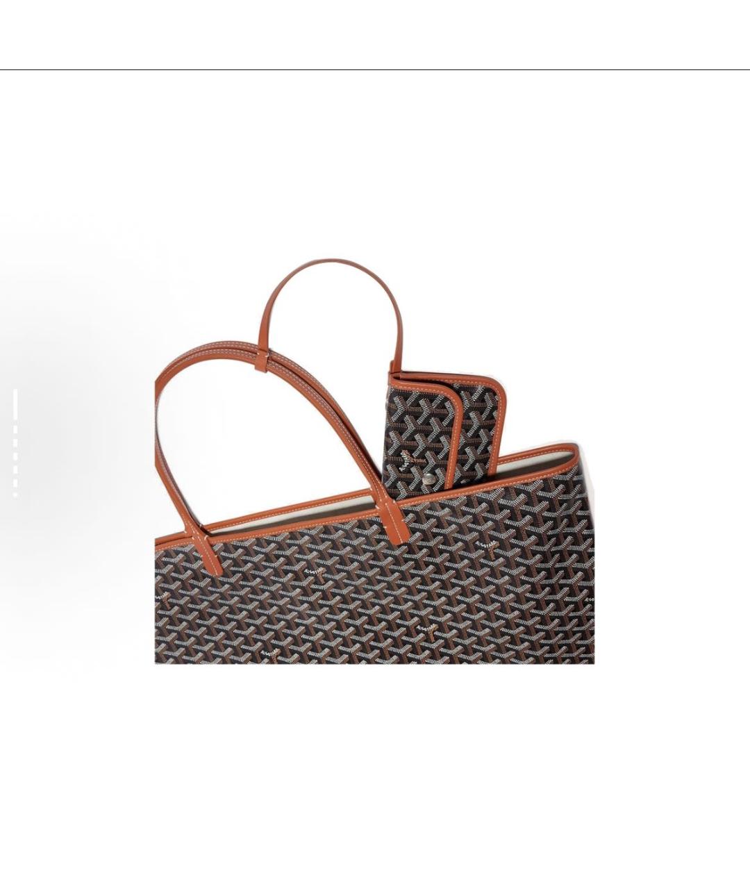 GOYARD Коричневая кожаная сумка тоут, фото 4