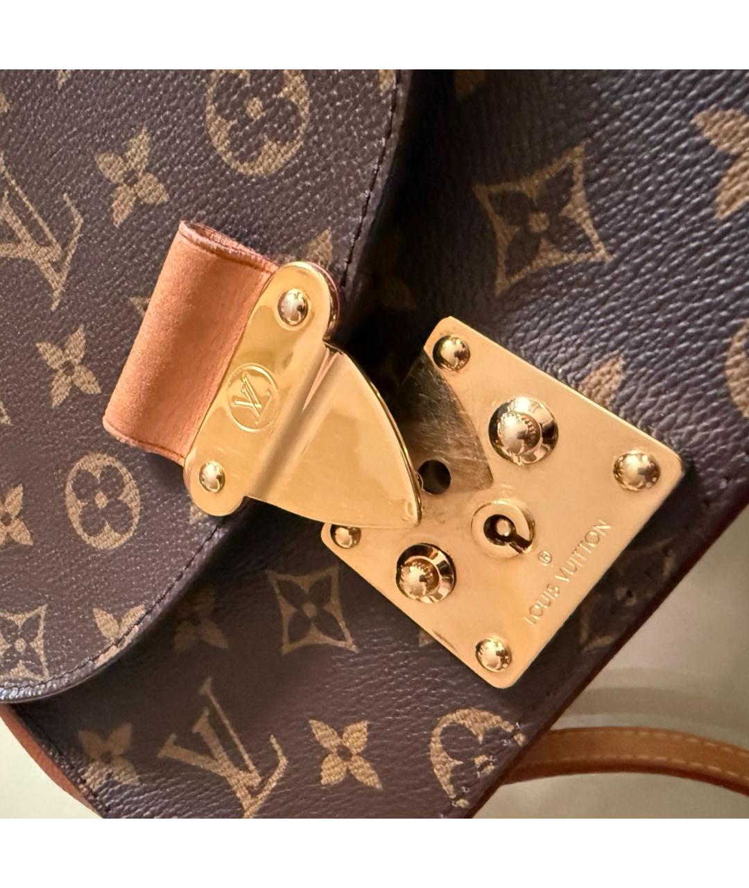LOUIS VUITTON Коричневая кожаная сумка через плечо, фото 7