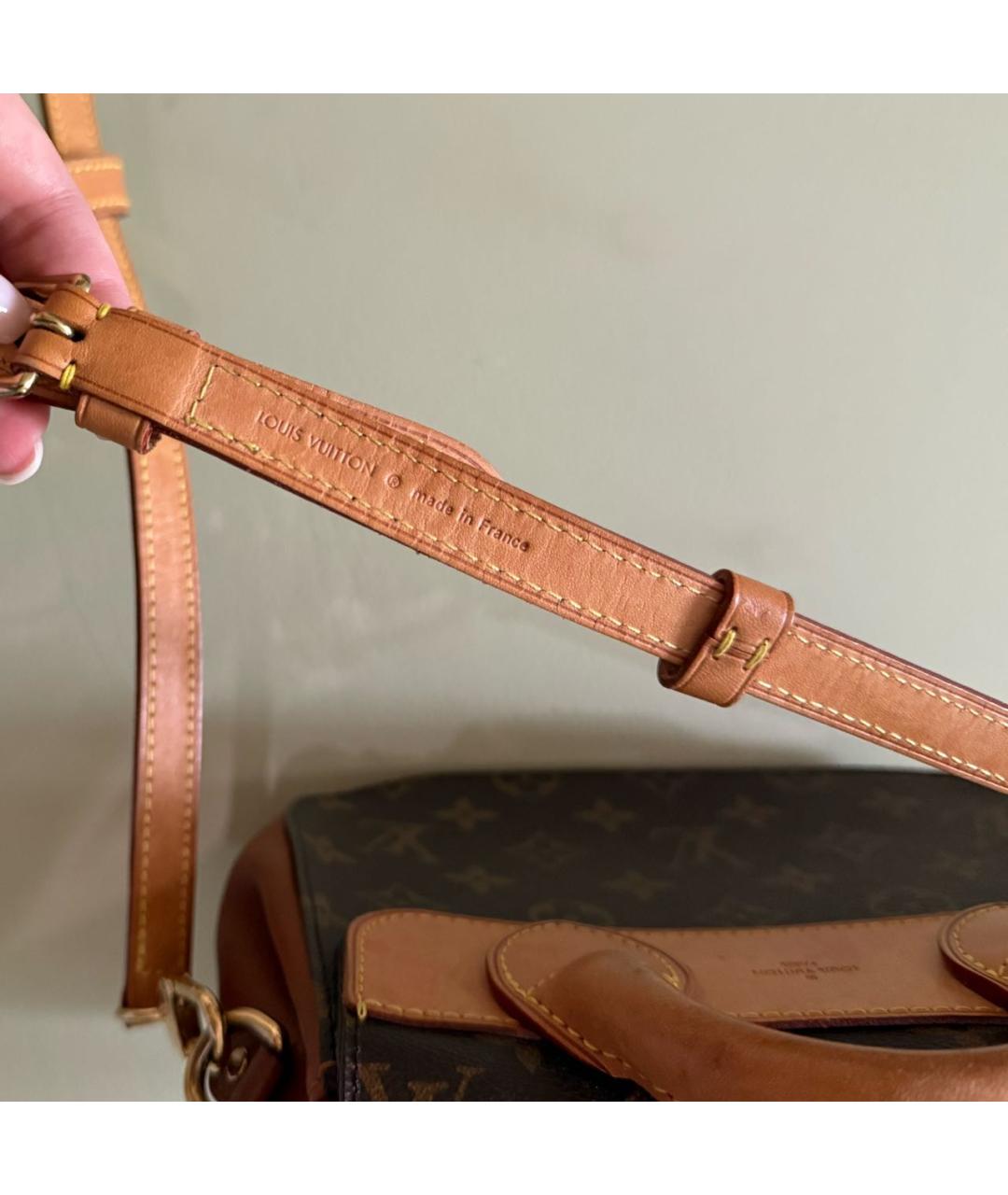 LOUIS VUITTON Коричневая кожаная сумка через плечо, фото 5