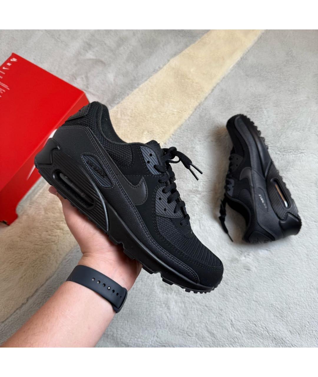 NIKE Черные кожаные низкие кроссовки / кеды, фото 2