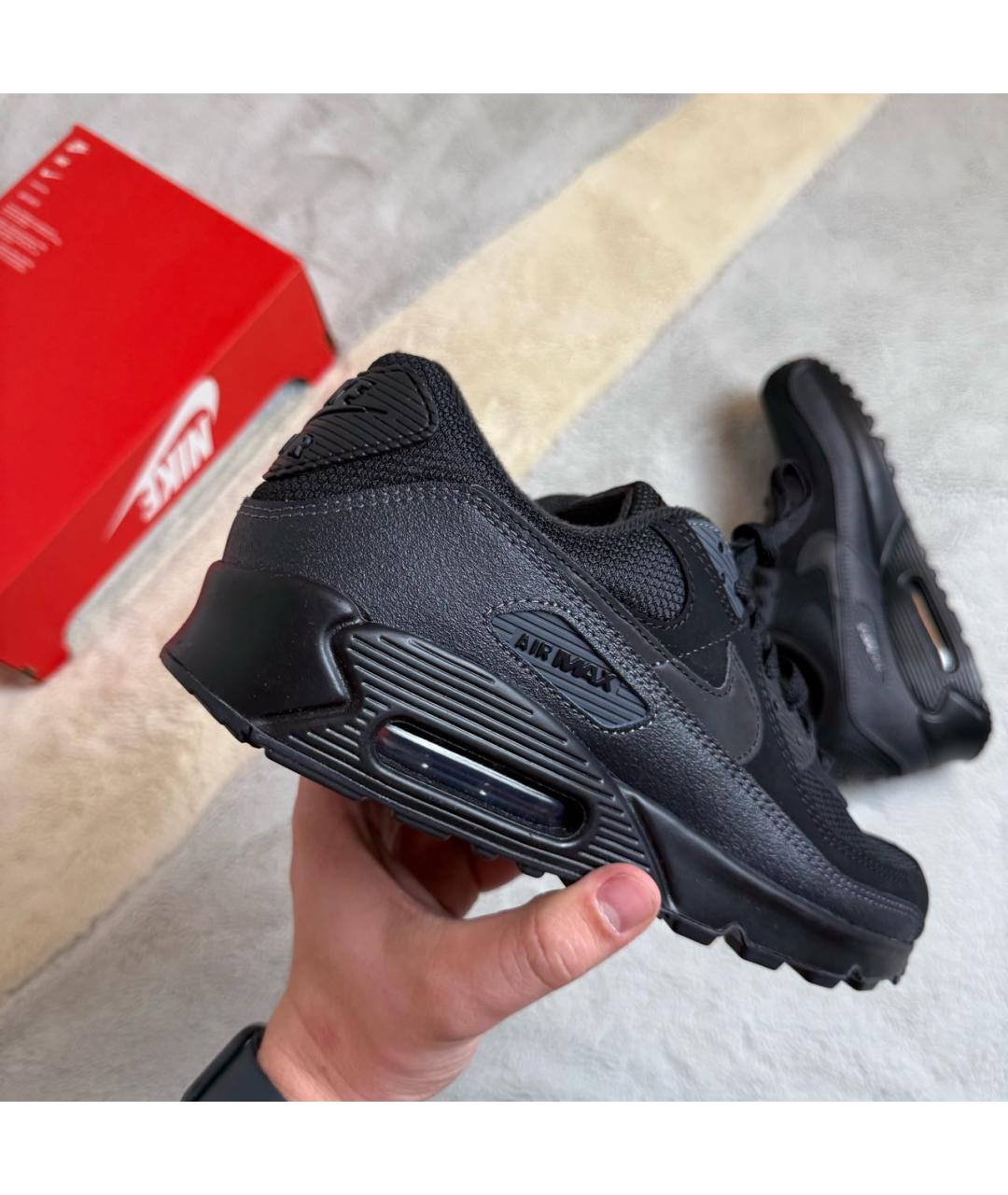 NIKE Черные кожаные низкие кроссовки / кеды, фото 4