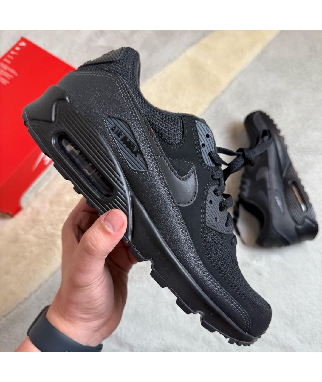 NIKE Черные кожаные низкие кроссовки / кеды, фото 5