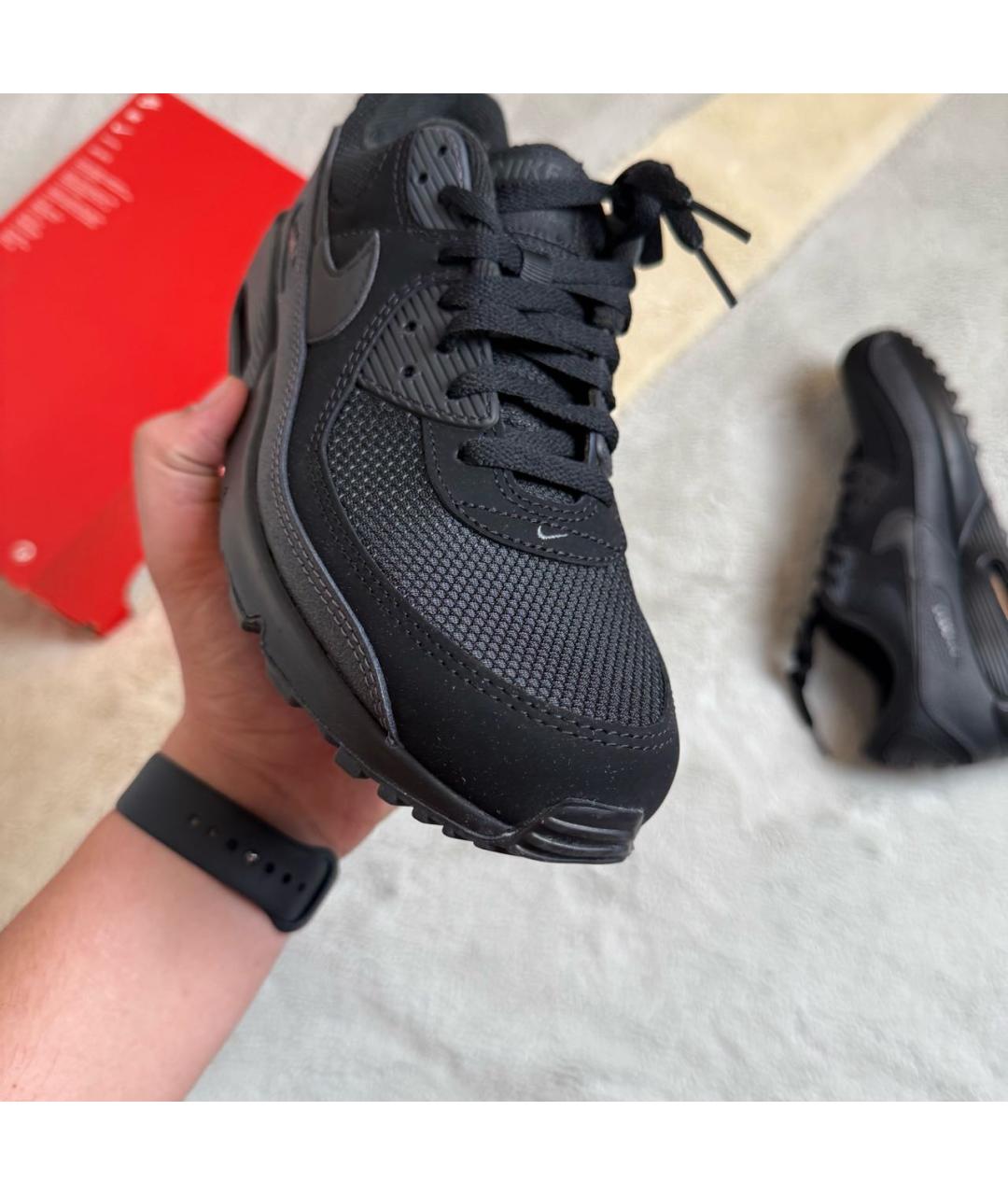 NIKE Черные кожаные низкие кроссовки / кеды, фото 7