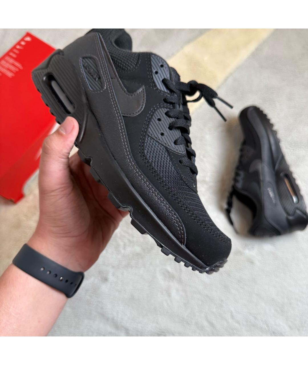 NIKE Черные кожаные низкие кроссовки / кеды, фото 6