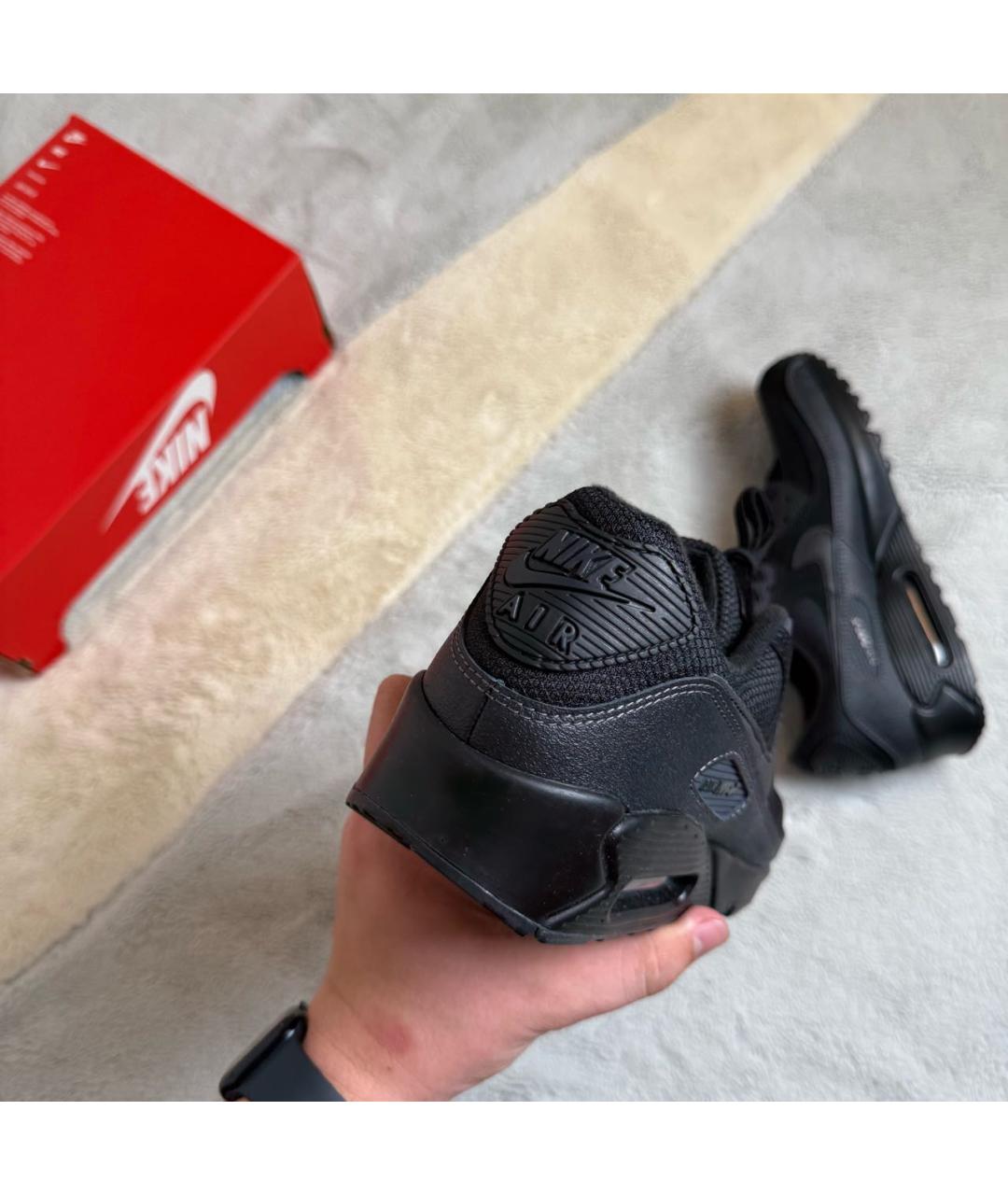 NIKE Черные кожаные низкие кроссовки / кеды, фото 3