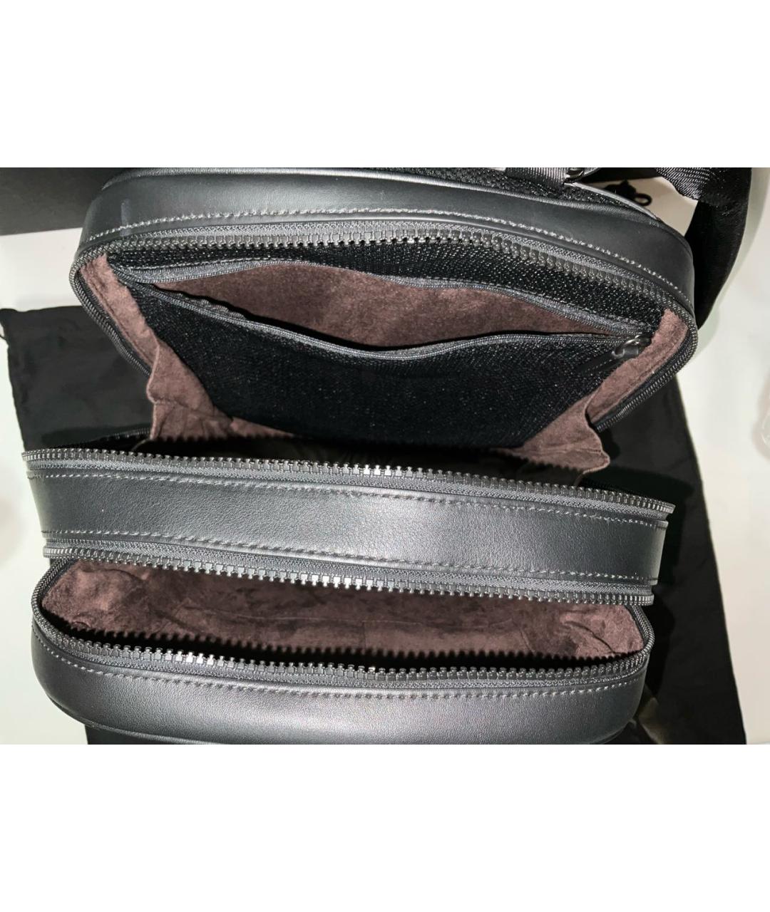 ERMENEGILDO ZEGNA XXX Черный кожаный рюкзак, фото 7
