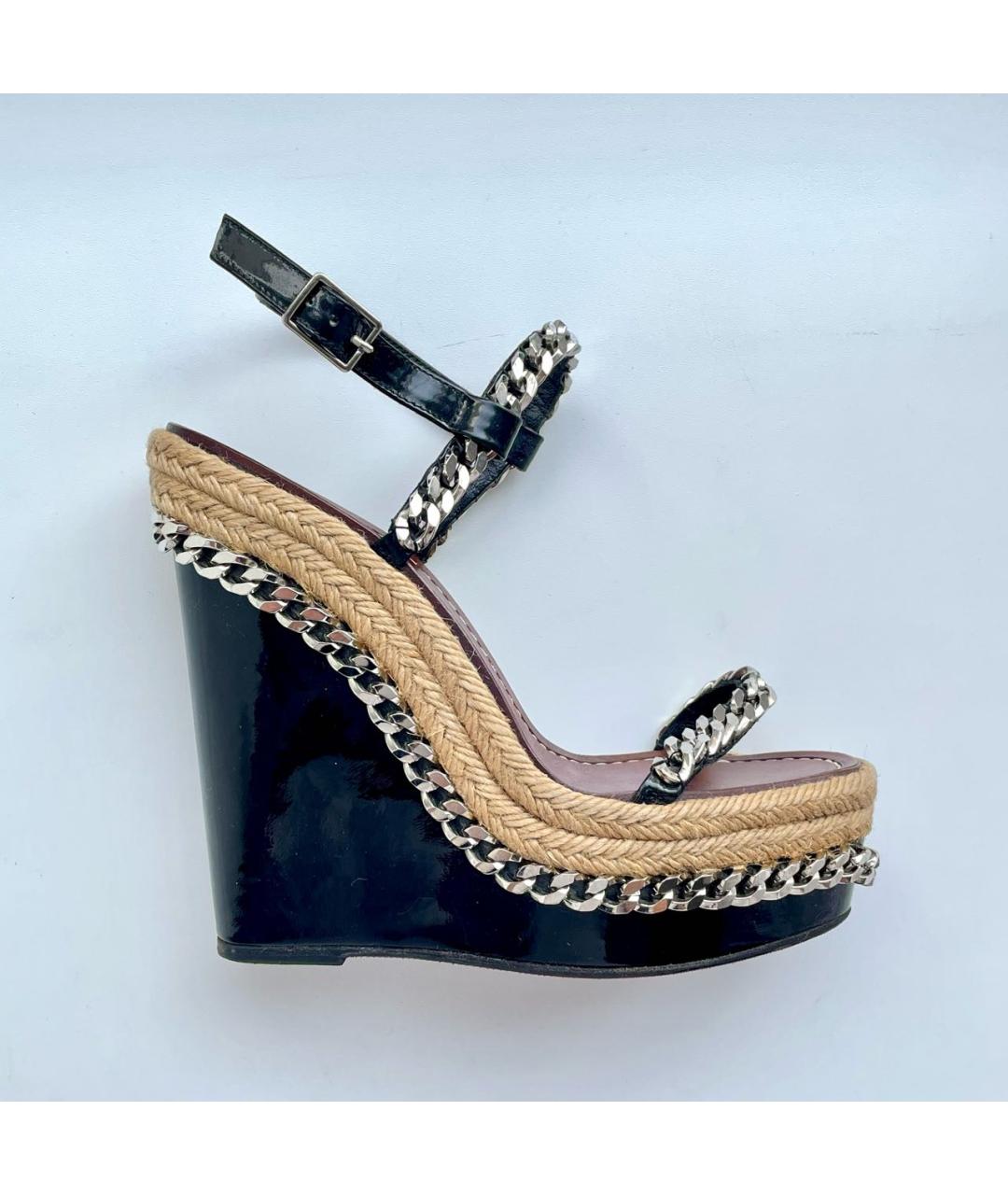 CHRISTIAN LOUBOUTIN Черные босоножки из лакированной кожи, фото 9