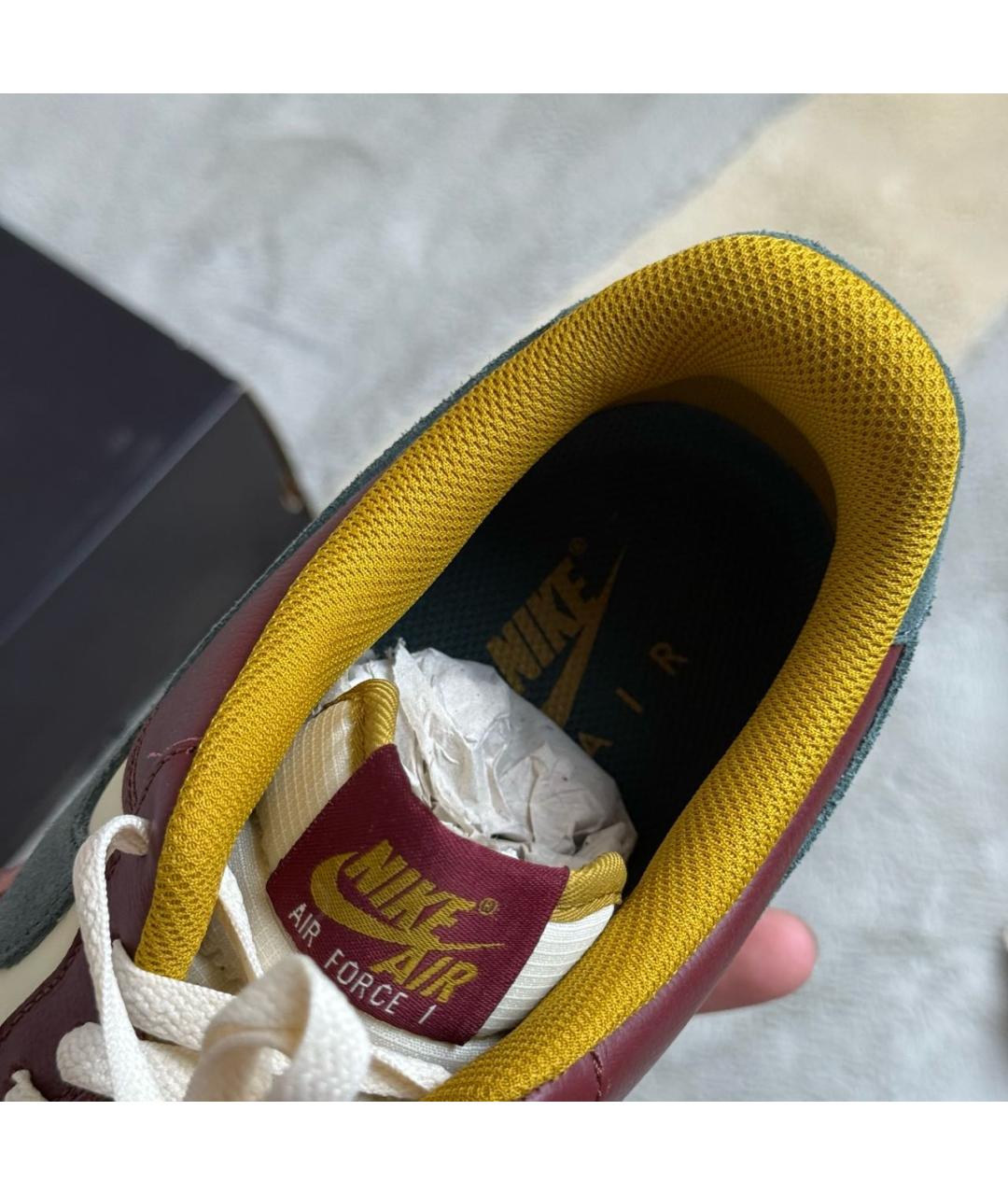 NIKE Бордовые кожаные низкие кроссовки / кеды, фото 8