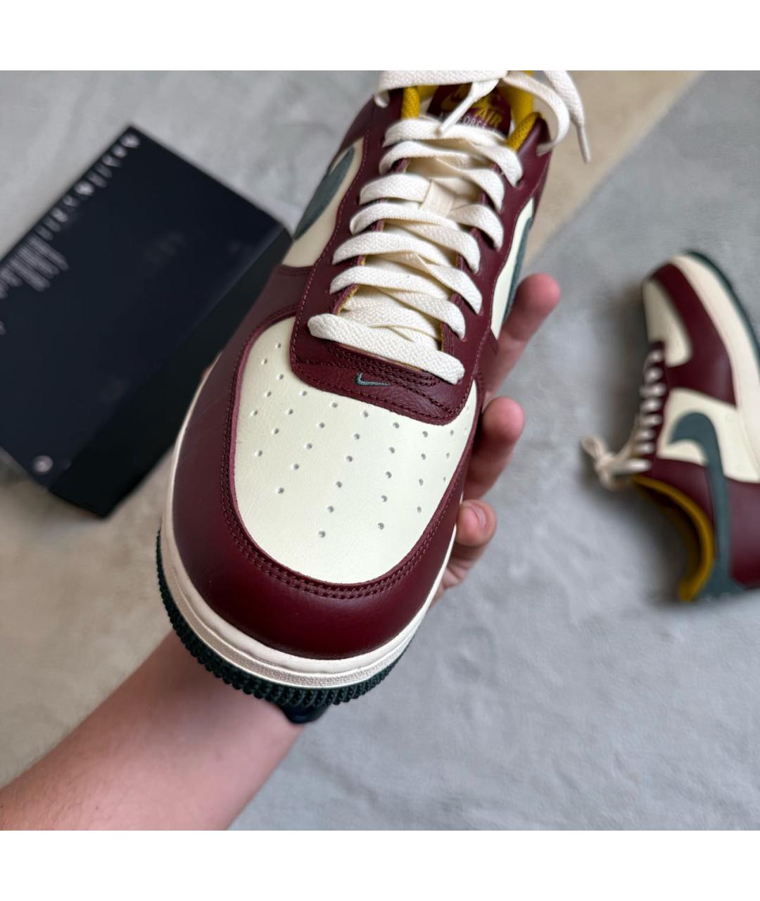NIKE Бордовые кожаные низкие кроссовки / кеды, фото 7