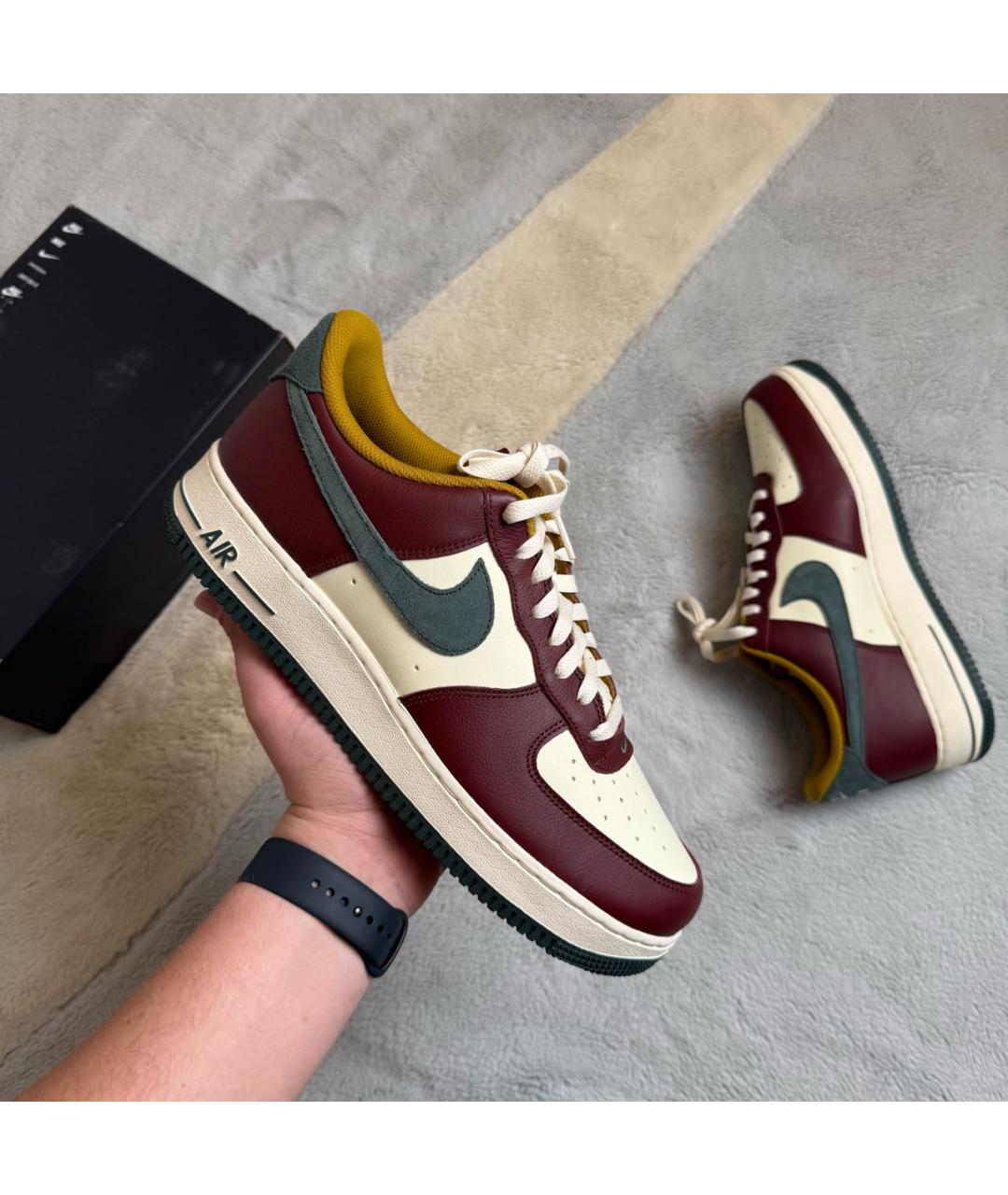 NIKE Бордовые кожаные низкие кроссовки / кеды, фото 2