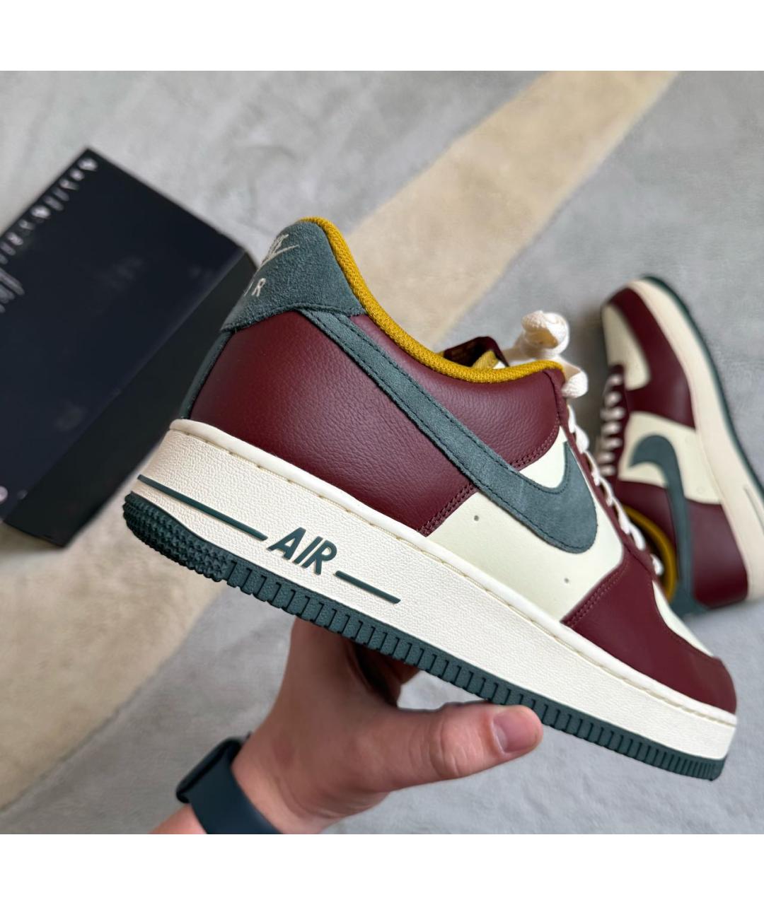 NIKE Бордовые кожаные низкие кроссовки / кеды, фото 4