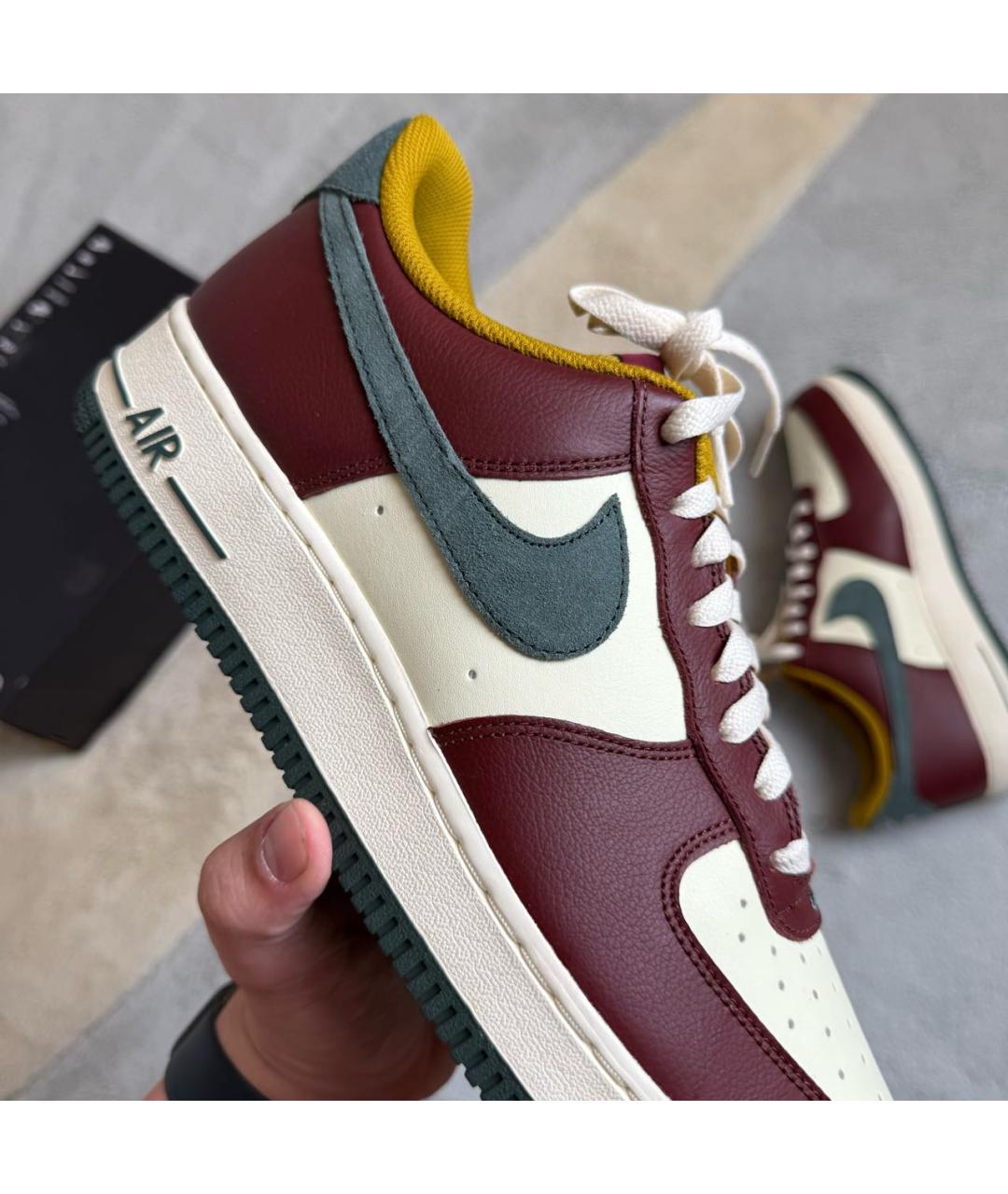 NIKE Бордовые кожаные низкие кроссовки / кеды, фото 5