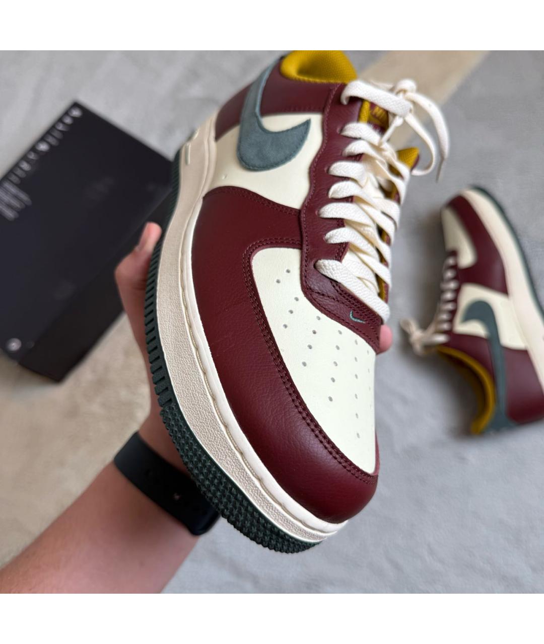 NIKE Бордовые кожаные низкие кроссовки / кеды, фото 6