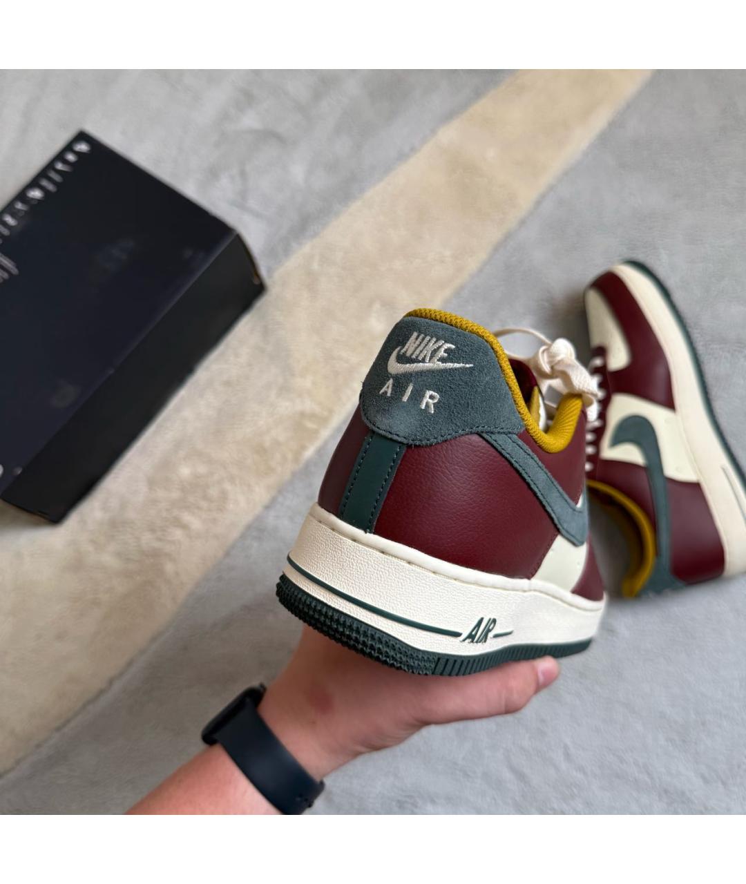 NIKE Бордовые кожаные низкие кроссовки / кеды, фото 3