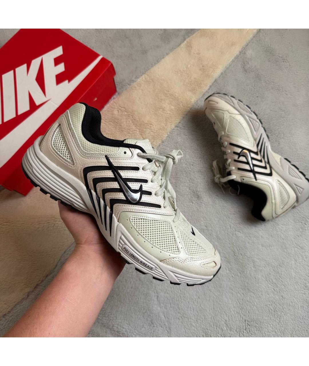 NIKE Бежевые кожаные низкие кроссовки / кеды, фото 2