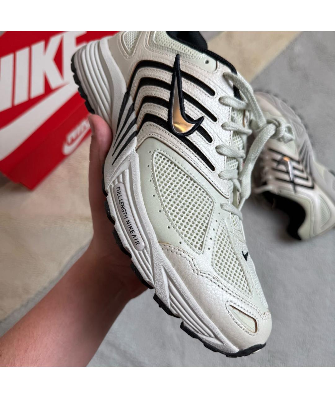 NIKE Бежевые кожаные низкие кроссовки / кеды, фото 6