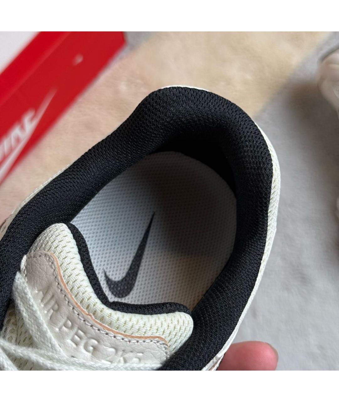 NIKE Бежевые кожаные низкие кроссовки / кеды, фото 8