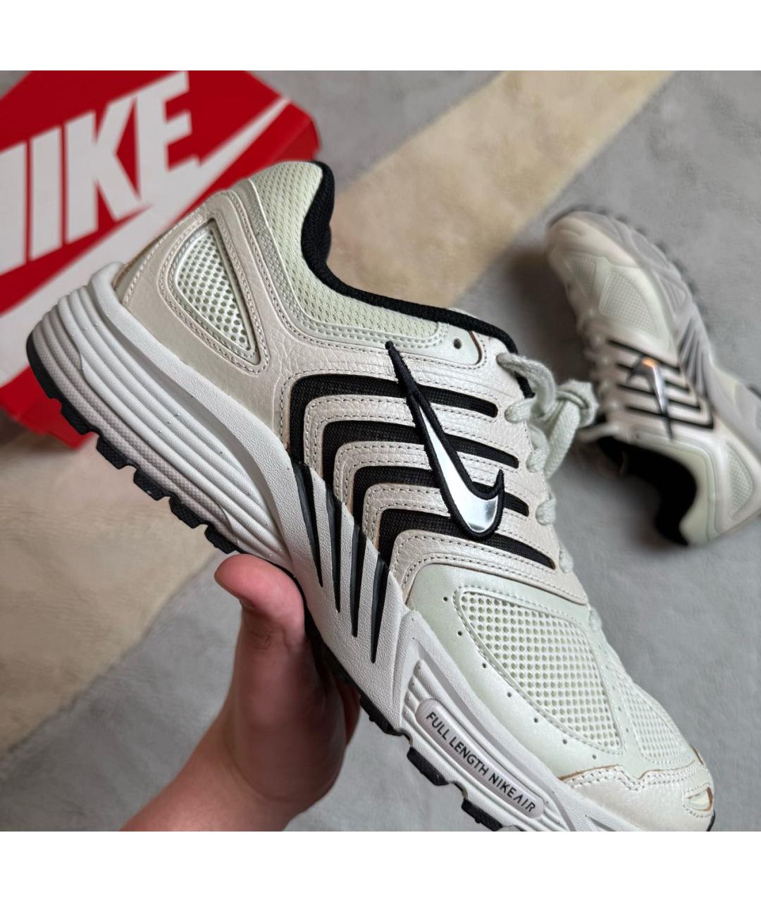 NIKE Бежевые кожаные низкие кроссовки / кеды, фото 5