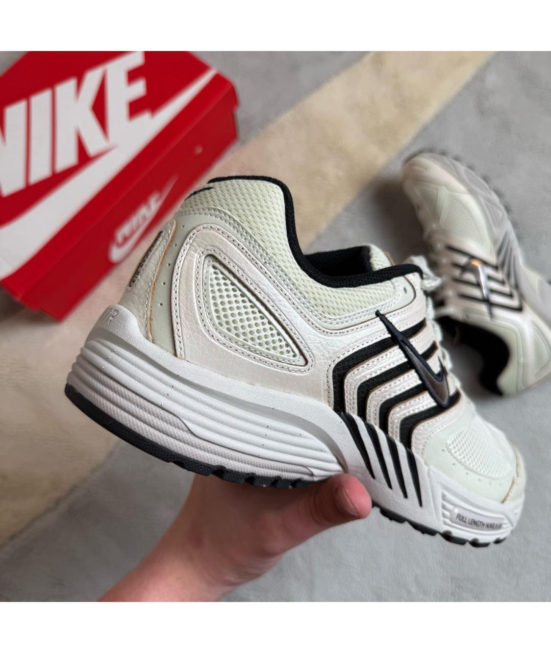 NIKE Бежевые кожаные низкие кроссовки / кеды, фото 4