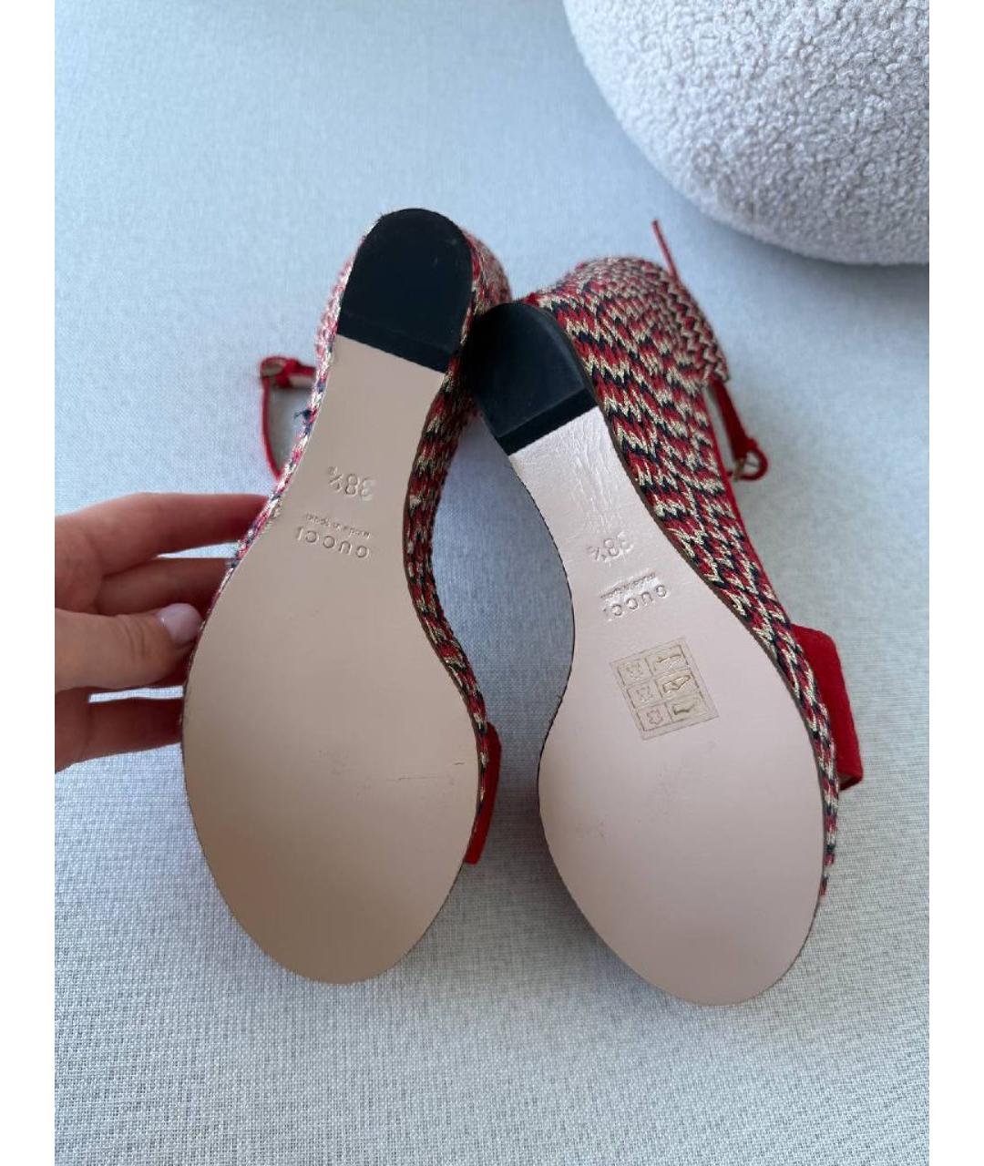 GUCCI Красные босоножки, фото 6
