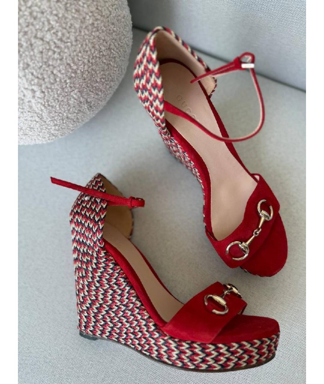 GUCCI Красные босоножки, фото 10