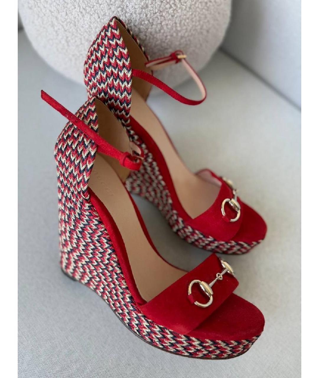 GUCCI Красные босоножки, фото 4