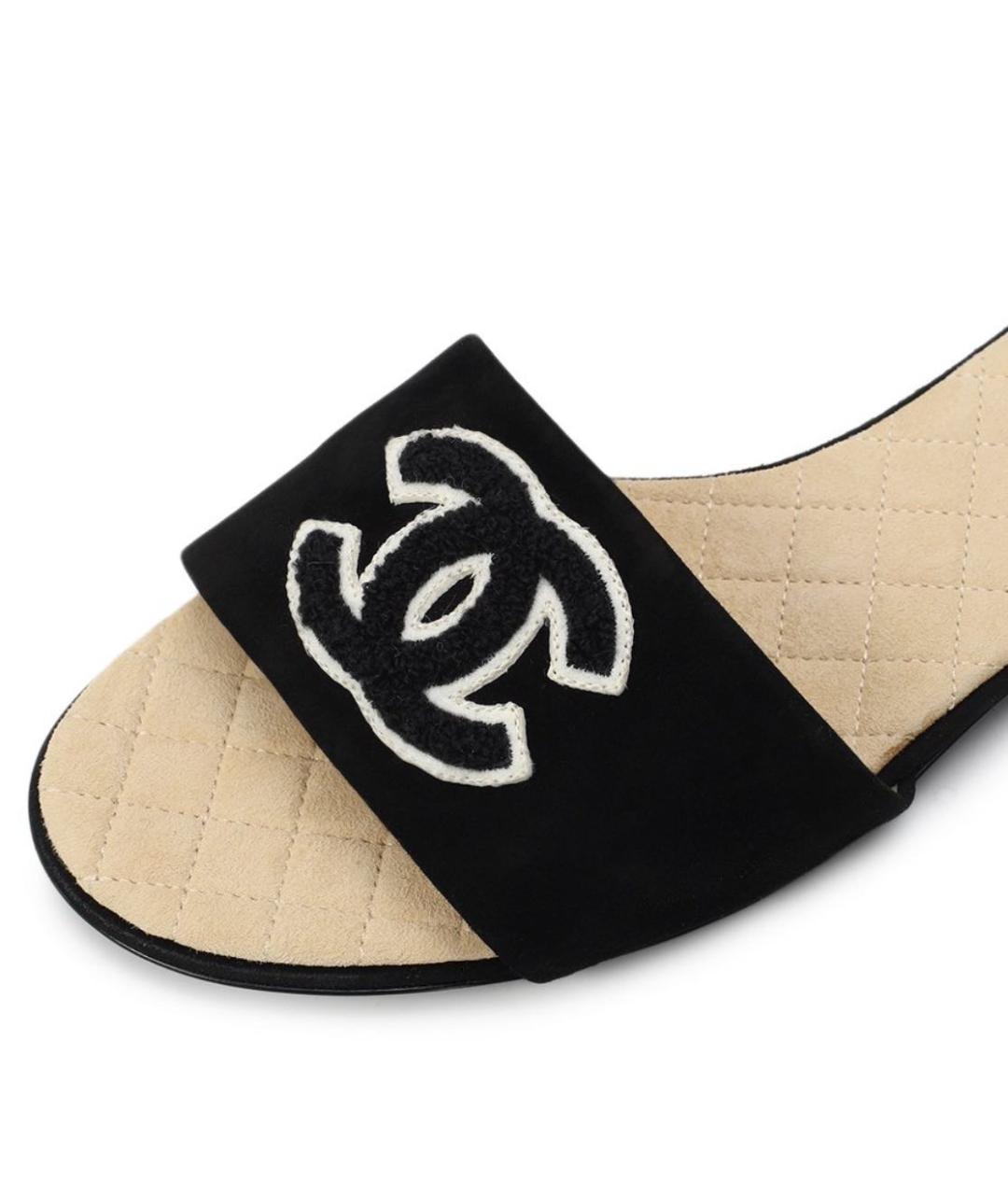 CHANEL Черные шлепанцы, фото 6