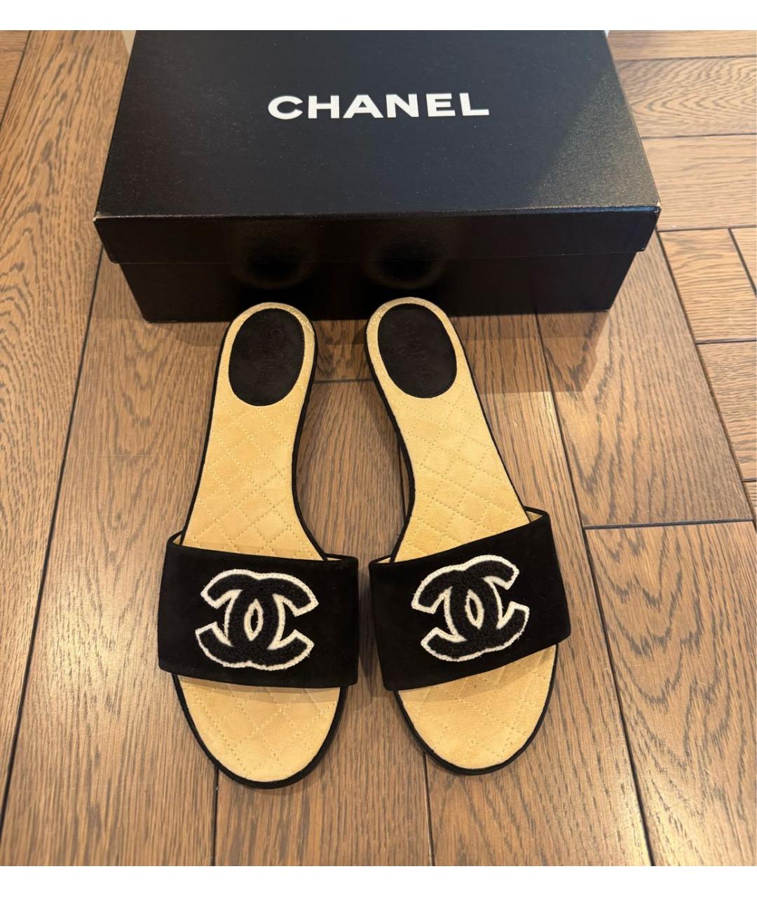 CHANEL Черные шлепанцы, фото 7