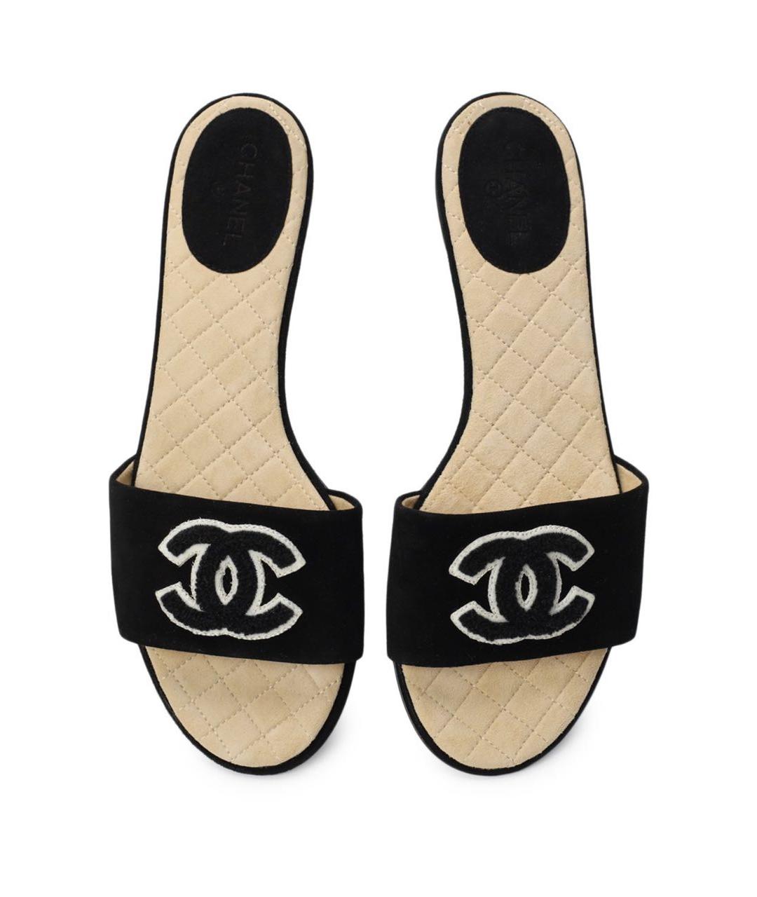 CHANEL Черные шлепанцы, фото 1