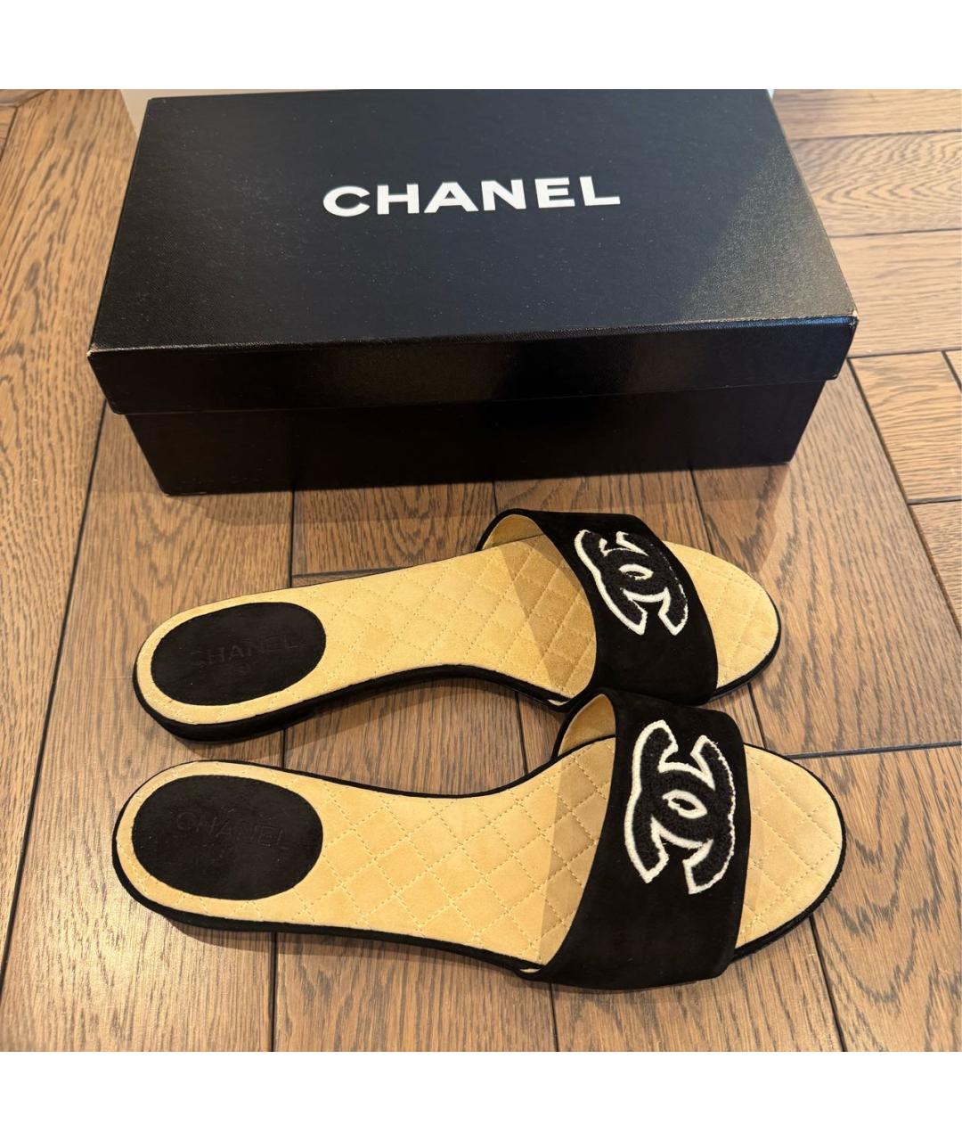 CHANEL Черные шлепанцы, фото 4