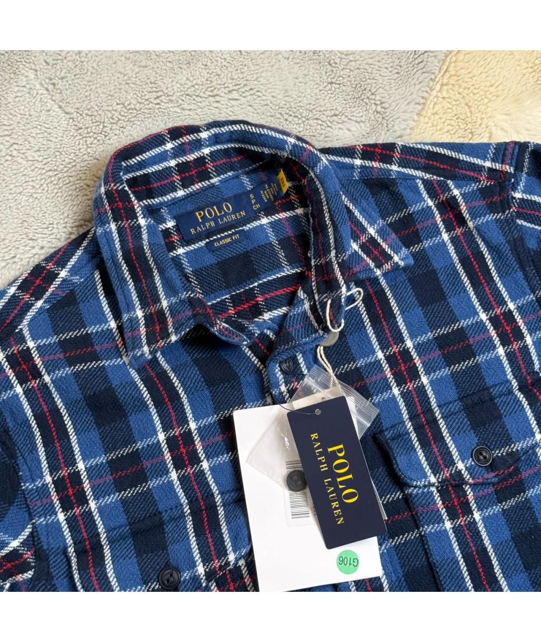 POLO RALPH LAUREN Синяя хлопковая кэжуал рубашка, фото 4