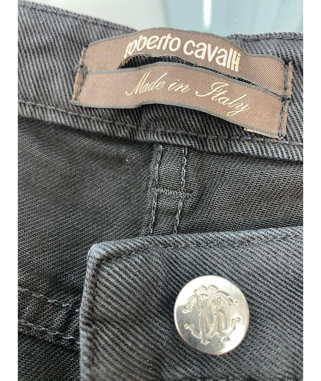 ROBERTO CAVALLI Черные хлопко-эластановые прямые джинсы, фото 4