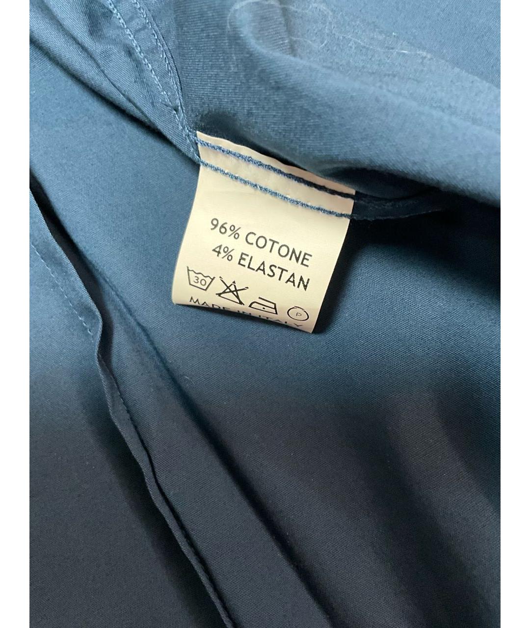 DOLCE&GABBANA Темно-синяя хлопко-эластановая рубашка, фото 4