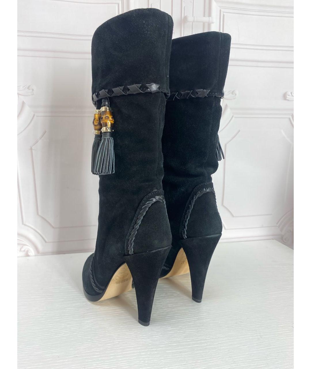 GUCCI Черные замшевые сапоги, фото 4