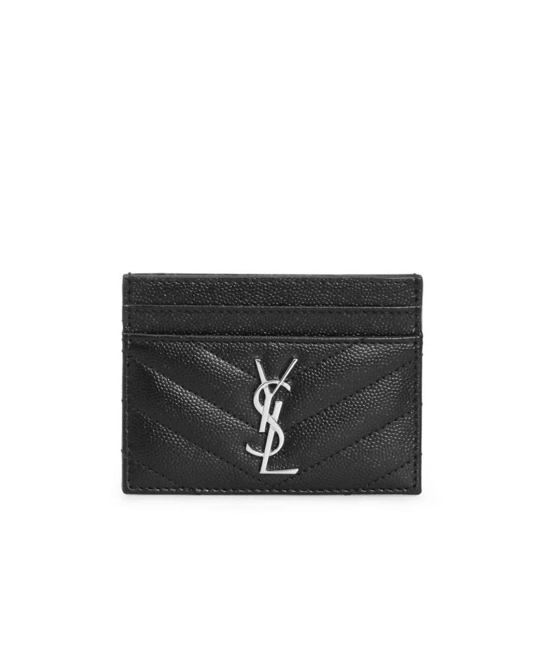 SAINT LAURENT Черный кожаный кардхолдер, фото 1