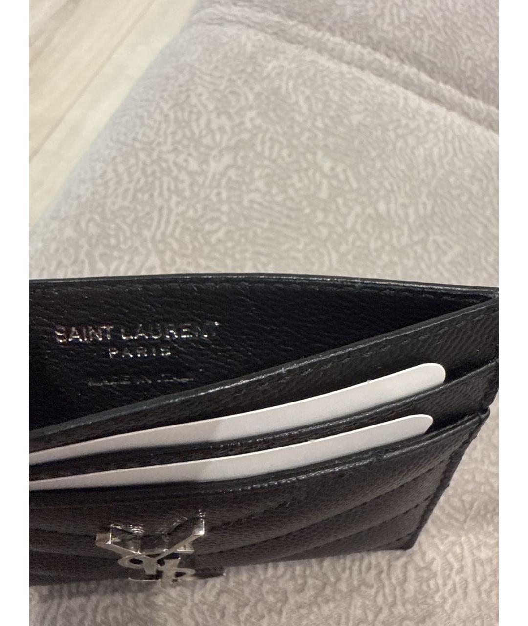 SAINT LAURENT Черный кожаный кардхолдер, фото 8