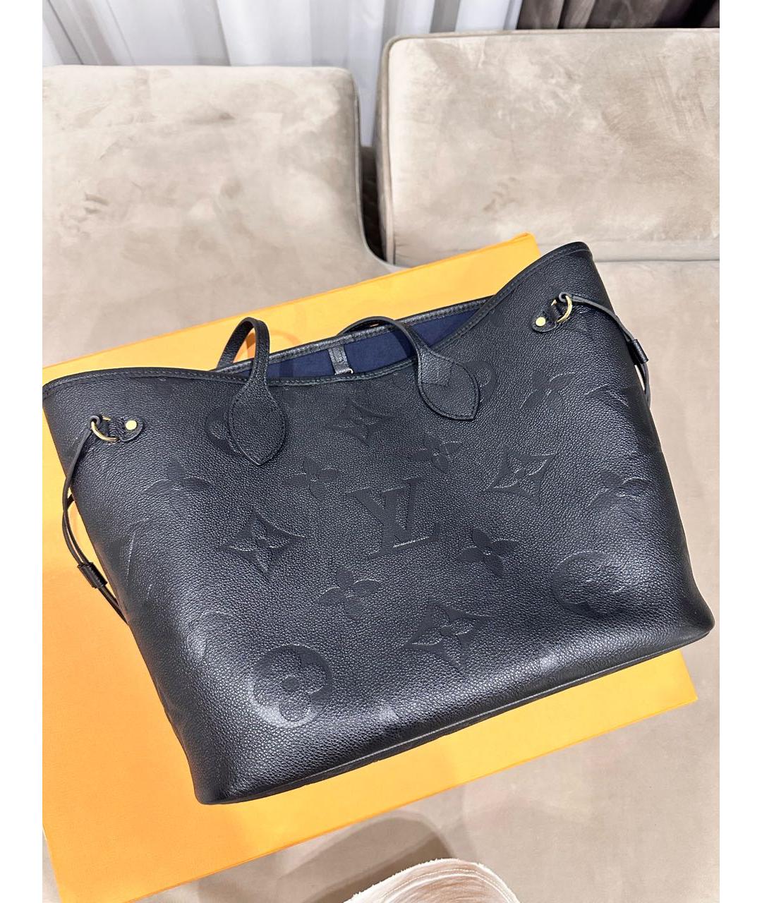 LOUIS VUITTON Черная кожаная сумка тоут, фото 3