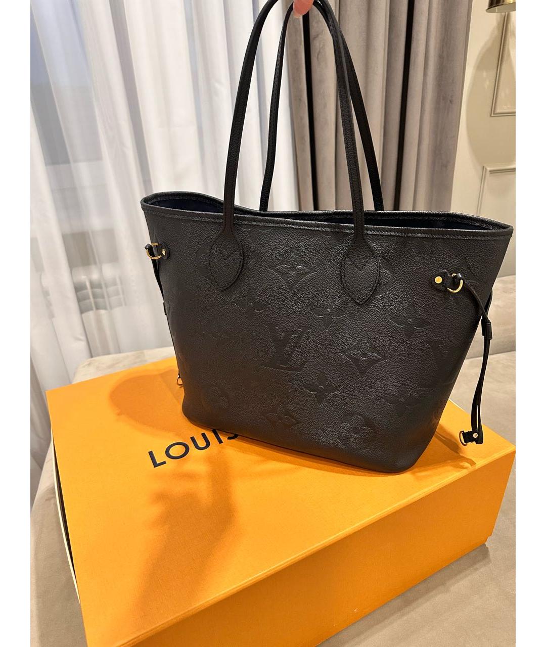LOUIS VUITTON Черная кожаная сумка тоут, фото 2