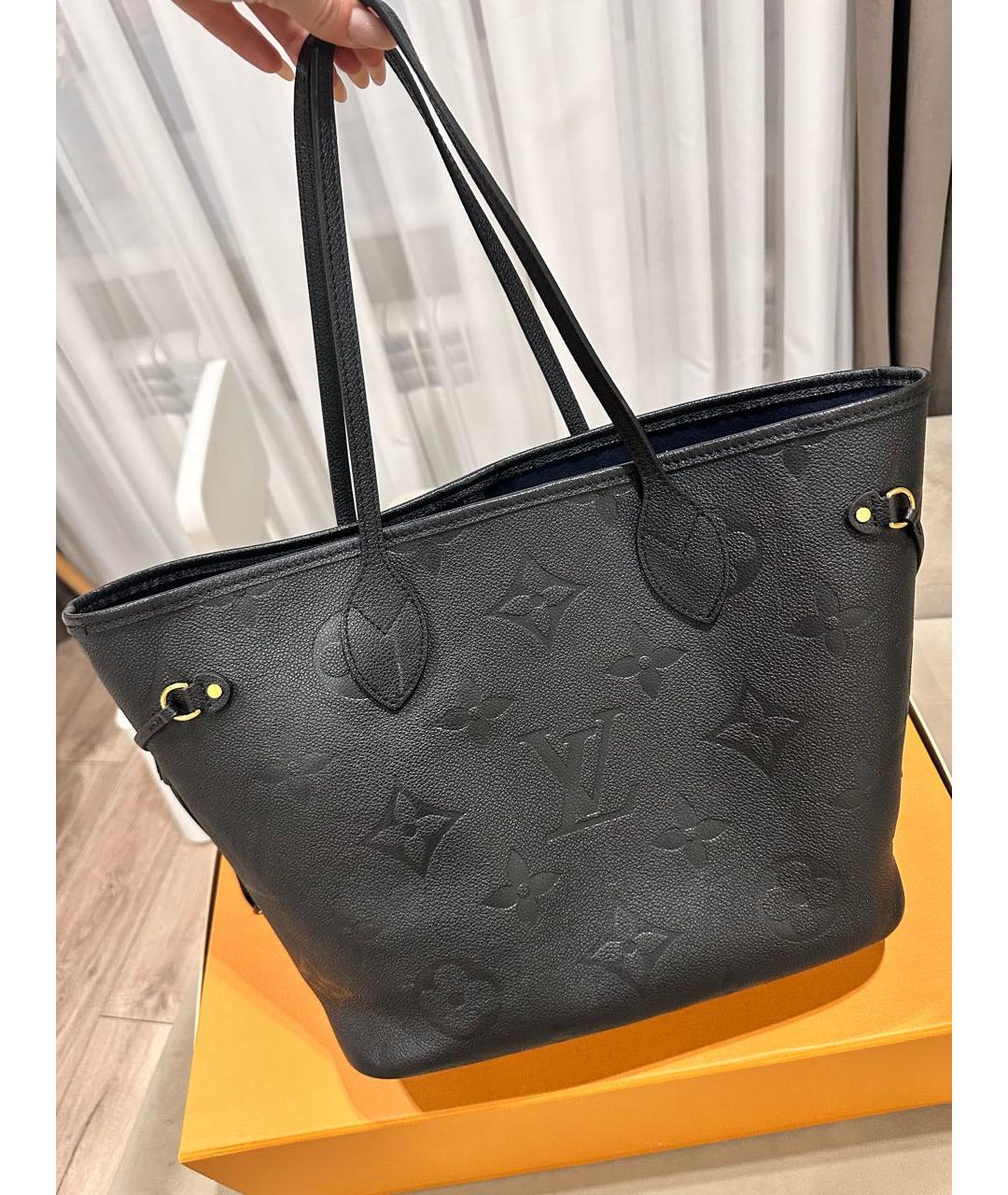LOUIS VUITTON Черная кожаная сумка тоут, фото 5