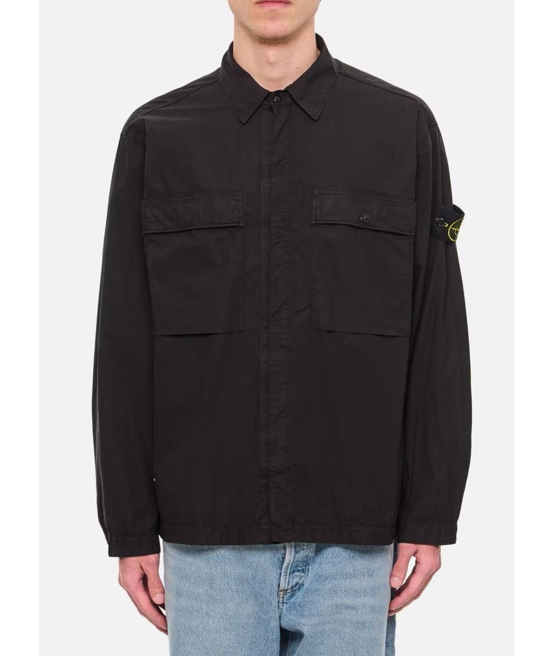 STONE ISLAND Черная хлопковая куртка, фото 2