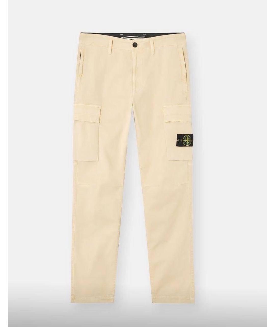 STONE ISLAND Бежевые хлопковые повседневные брюки, фото 6