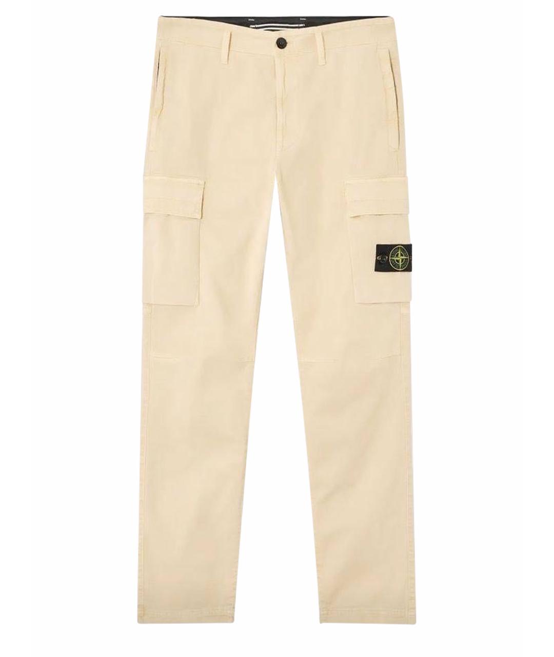 STONE ISLAND Бежевые хлопковые повседневные брюки, фото 1