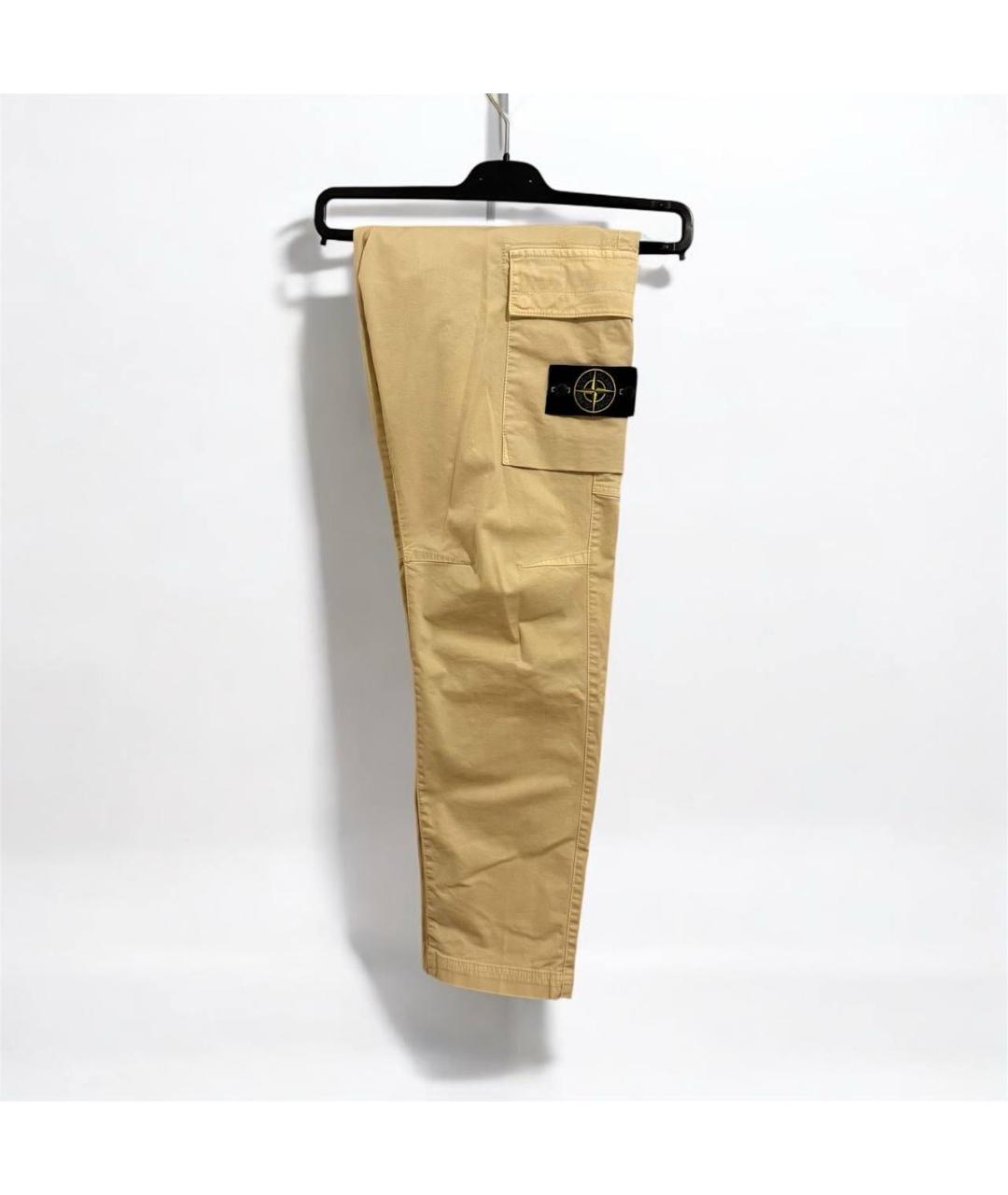 STONE ISLAND Бежевые хлопковые повседневные брюки, фото 5