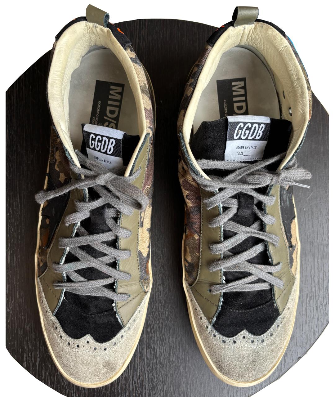 GOLDEN GOOSE DELUXE BRAND Зеленые текстильные высокие кроссовки / кеды, фото 3