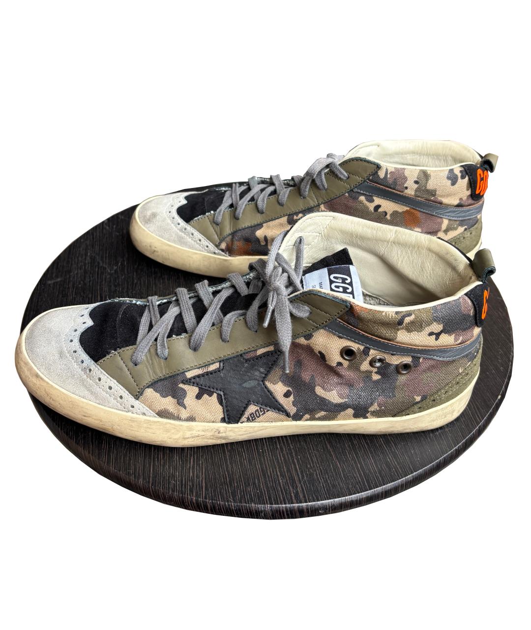 GOLDEN GOOSE DELUXE BRAND Зеленые текстильные высокие кроссовки / кеды, фото 6