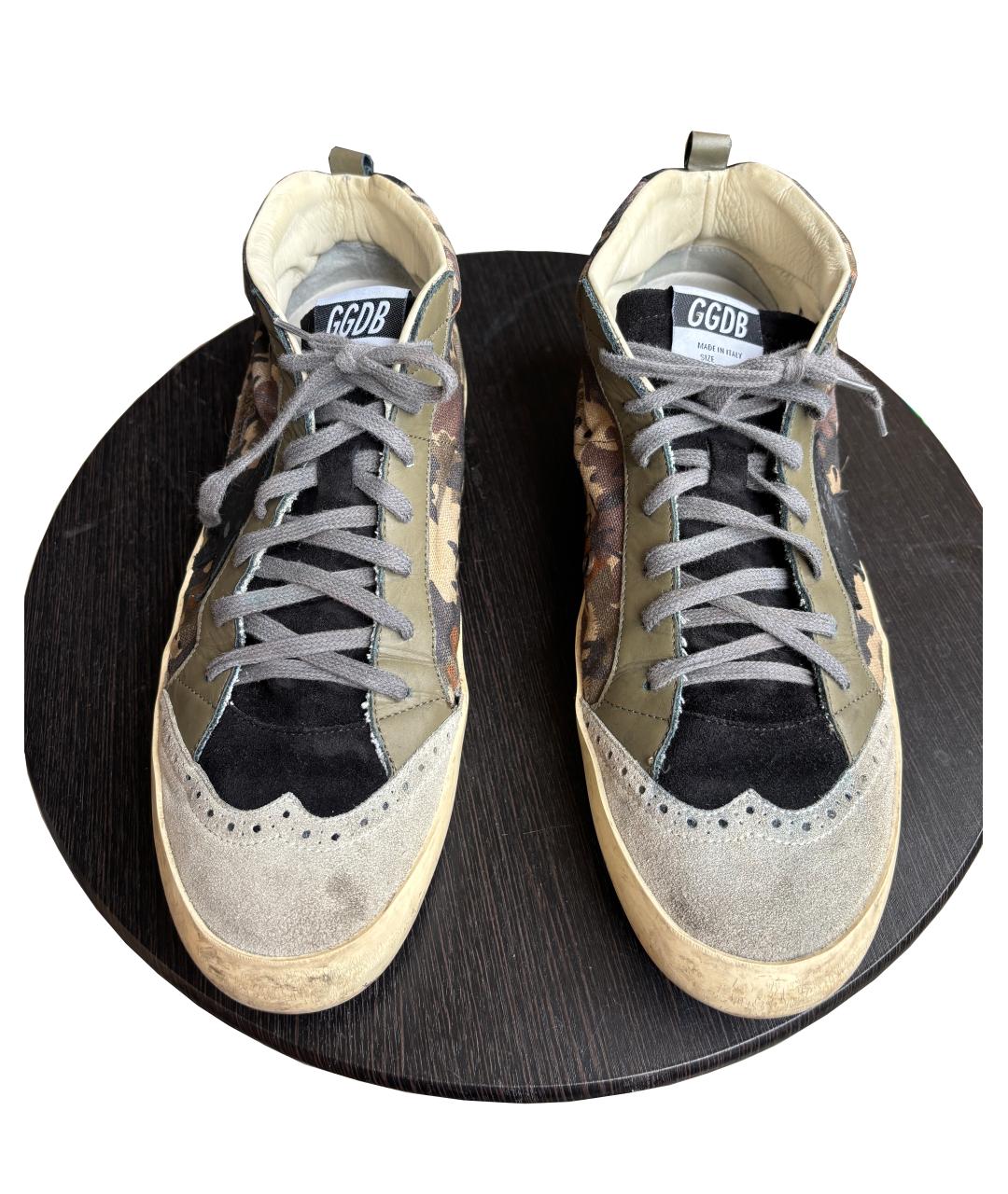 GOLDEN GOOSE DELUXE BRAND Зеленые текстильные высокие кроссовки / кеды, фото 2