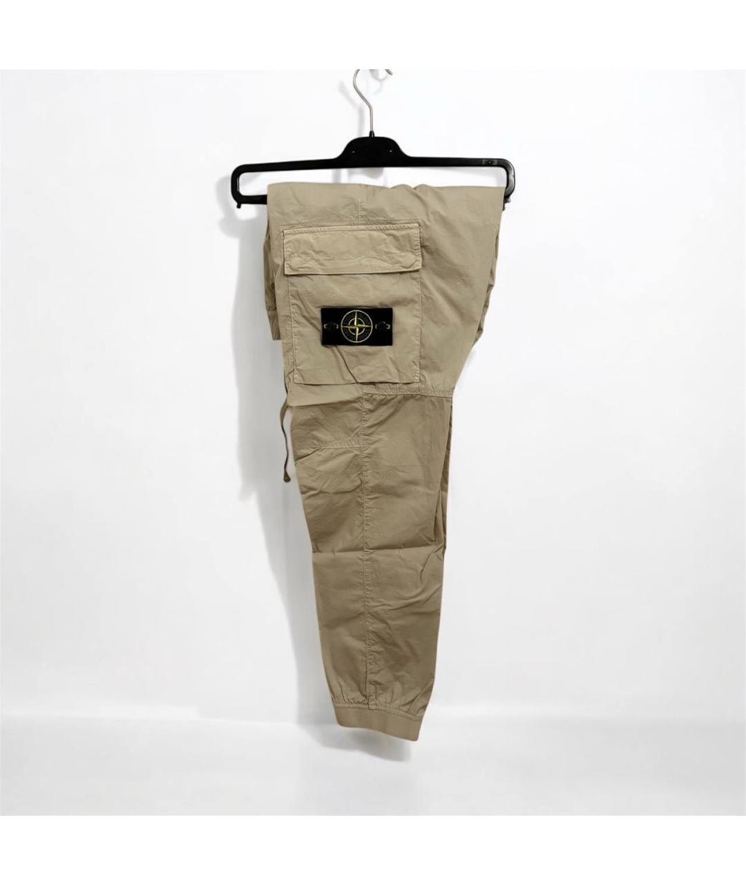 STONE ISLAND Бежевые хлопко-эластановые повседневные брюки, фото 5