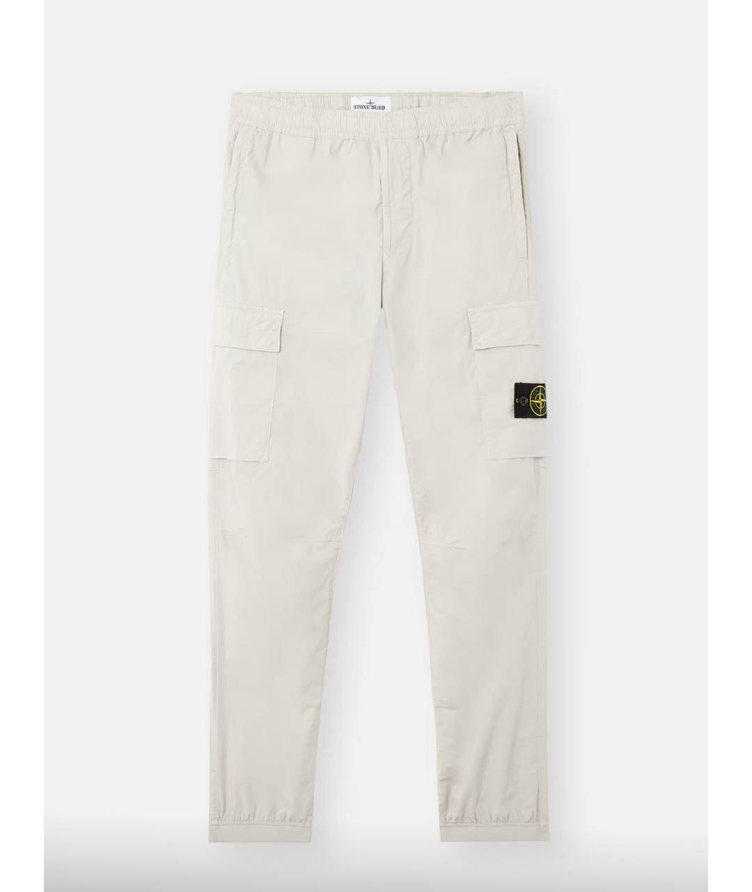 STONE ISLAND Бежевые хлопко-эластановые повседневные брюки, фото 6